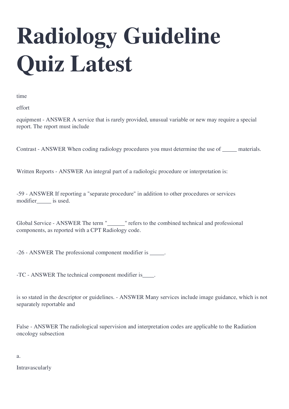 Preview image for Radiology Guideline Quiz Latest